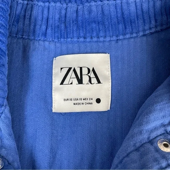 Zara Cobalt Blue Oversized Corduroy Jacket Shacket - Picture 13 of 16